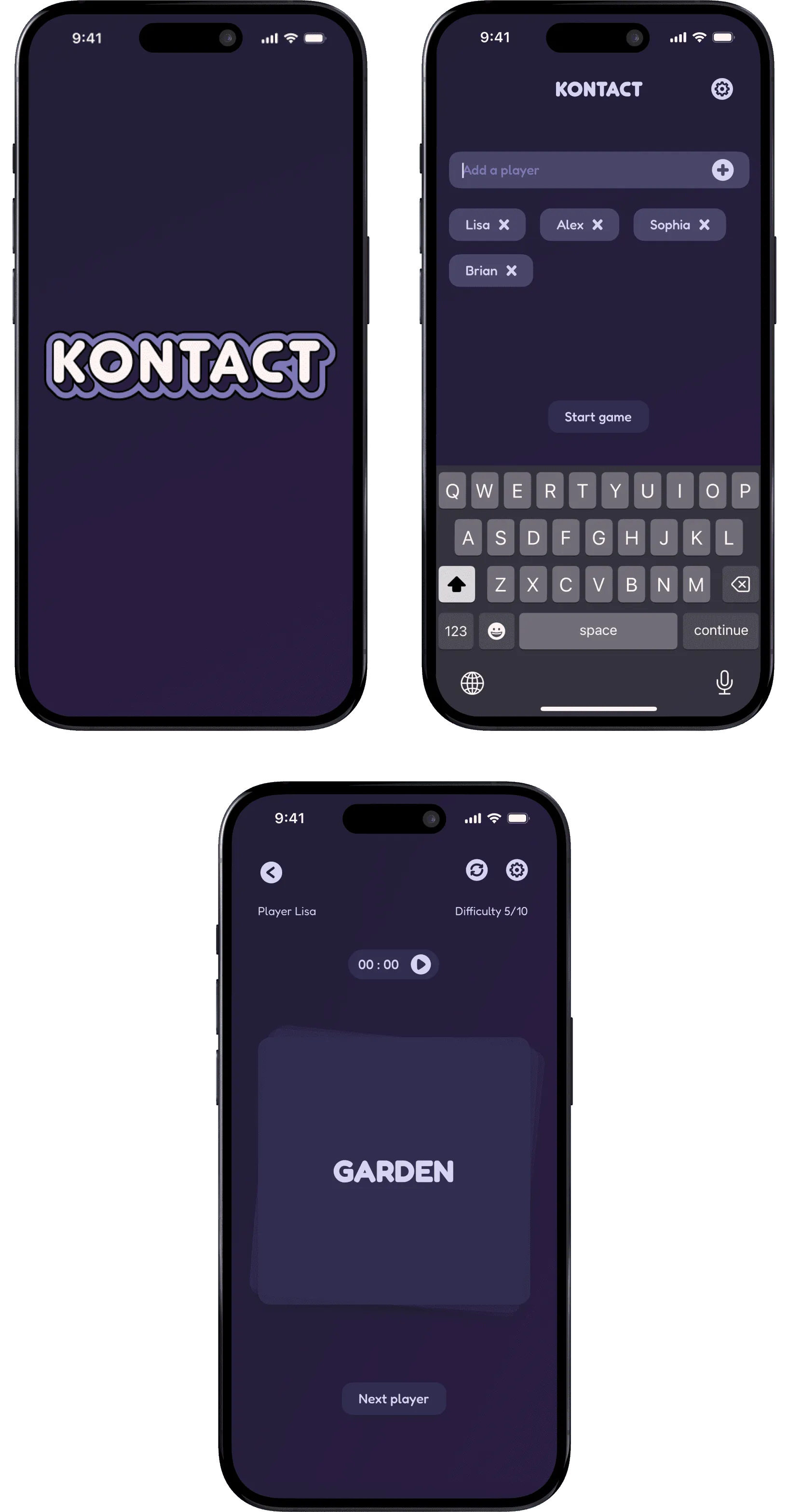 Écrans de l’application Kontact